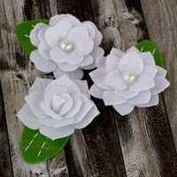 Prima - Hermosa Collection - Fabric Flower Embellishments - White