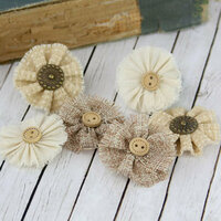 Prima - Tattered Treasures Collection - Fabric Flower Embellishments - Wheat
