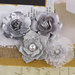 Prima - Metalique Collection - Fabric and Paper Flower Embellishments - Silver