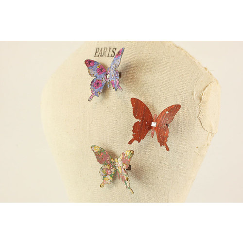 Prima - Fabric Butterfly Embellishments - Brown