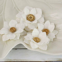 Prima - Primmers Collection - Fabric Flower Embellishments - Bleached White