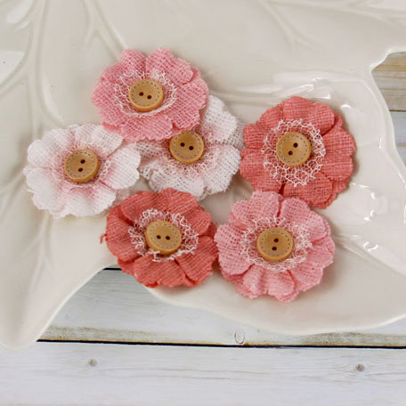 Prima - Primmers Collection - Fabric Flower Embellishments - Peach