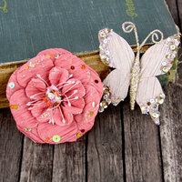 Prima - Soiree Collection - Butterfly and Flower Embellishments - Mauve