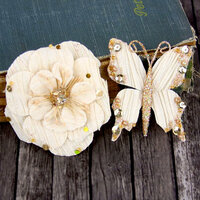 Prima - Soiree Collection - Butterfly and Flower Embellishments - Champagne