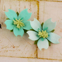 Prima - Merelle Collection - Fabric Flower Embellishments - Teal Ice