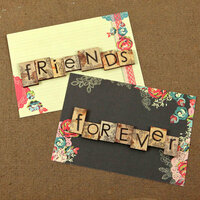 Prima - Rosarian Collection - Wood Embellishments - Scrabble Words - Friends, Forever