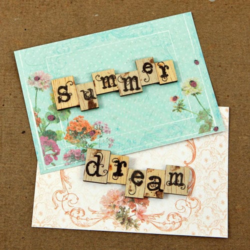 Prima - Zephyr Collection - Wood Embellishments - Scrabble Words - Summer, Dream