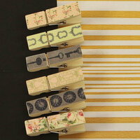 Prima - Tea-Thyme Collection - Canvas Covered Wood Clips