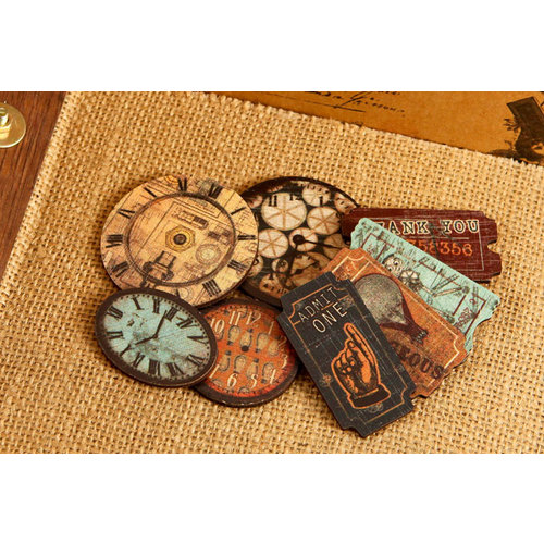 Prima - Craftsman Collection - Wood Embellishments - Clocks and Tickets