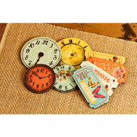 Prima - Zephyr Collection - Wood Embellishments - Clocks and Tickets