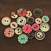 Prima - Rosarian Collection - Wood Embellishments - Buttons