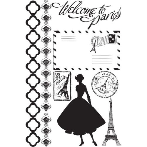 Prima - Welcome to Paris Collection - Cling Mounted Rubber Stamps