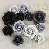 Prima - Interlude Collection - Flower Embellishments - Black and Gray
