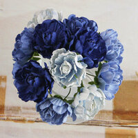 Prima - Serenade Collection - Flower Embellishments - Blue