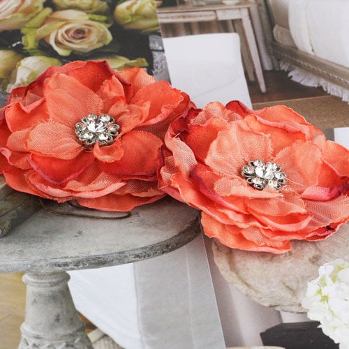 Prima - Bravo Collection - Fabric Flower Embellishments - Orange