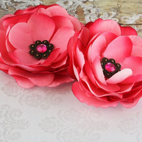 Prima - Aria Collection - Fabric Flower Embellishments - Pink