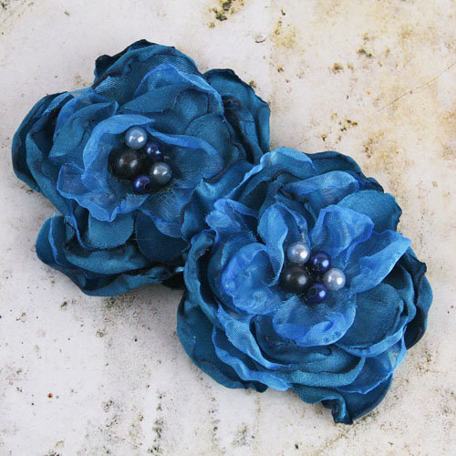 Prima - Banda Collection - Fabric Flower Embellishments - Blue