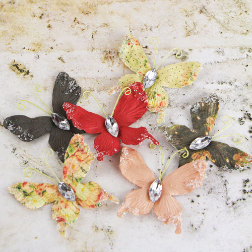 Prima - Papillons Collection - Butterfly Embellishments - Tea-Thyme