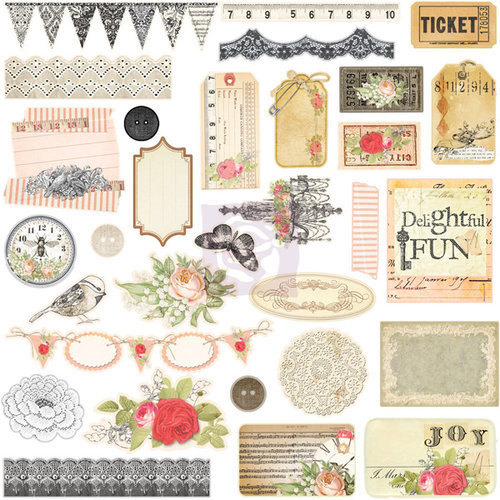 Prima - Lyric Collection - Self Adhesive Chipboard Pieces