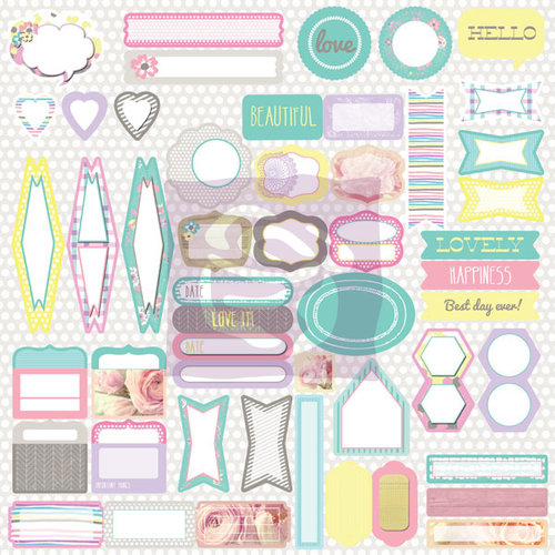 Prima - Hello Pastel Collection - 12 x 12 Cardstock Stickers - Journaling Spot