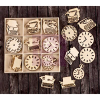 Prima - Wood Icons in a Box - Typewriters and Clocks