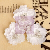 Prima - Lady Bird Collection - Fabric Flower Embellishments - White