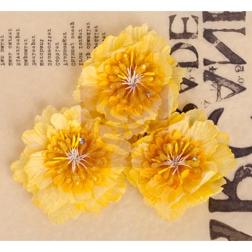Prima - Lady Bird Collection - Fabric Flower Embellishments - Yellow