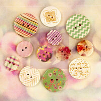Prima - Hello Pastel - Wood Embellishments - Buttons