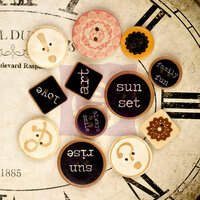 Prima - Sunrise Sunset - Wood Embellishments - Buttons