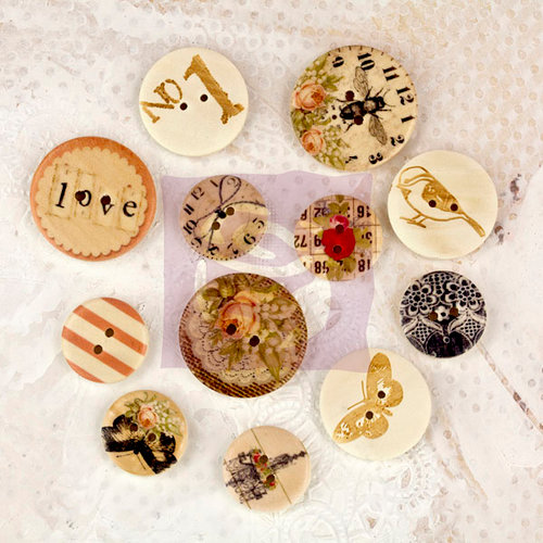 Prima - Lyric - Wood Embellishments - Buttons