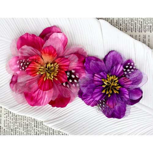 Prima - Firebird Collection - Flower Embellishments - Magenta