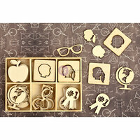 Prima - School Memories Collection - Wood Icons in a Box