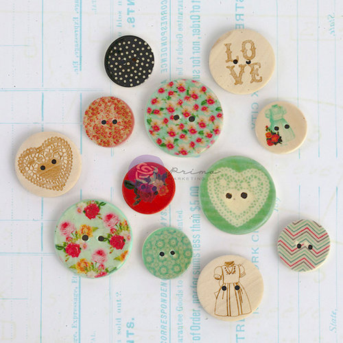 Prima - Anna Marie Collection - Wood Embellishments - Buttons