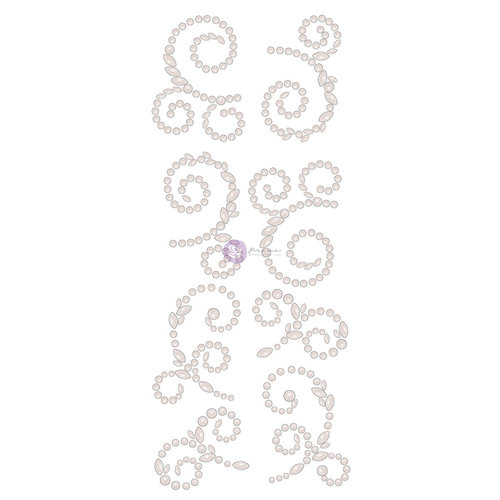 Prima - Say it in Crystals Collection - Self Adhesive Jewel Art - Pearls - Swirl - 1 - White