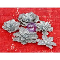 Prima - Jubilee Collection - Christmas - Flower Embellishments - Silver