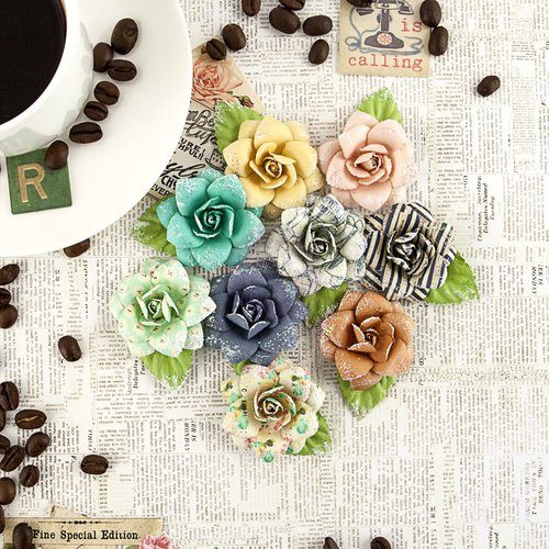 Prima - Coffee Break Collection - Flower Embellishments - Cappuccino