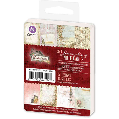Prima - Debutante Collection - 3 x 4 Journaling Note Cards