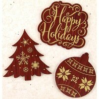 Prima - A Victorian Christmas Collection - Wood Embellishments - Words