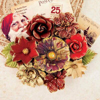Prima - A Victorian Christmas Collection - Flower Embellishments - Pere Noel
