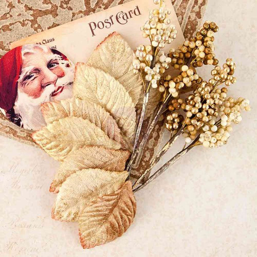 Prima - A Victorian Christmas Collection - Flower Embellishments - Red Stocking