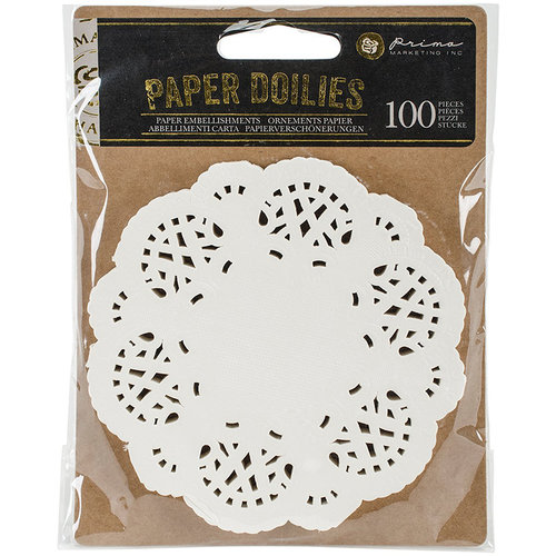 Prima - Paper Embellishments - Paper Doilies - 4 Inches White