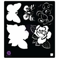 Prima - Tales of You and Me Collection - Stencil Mask - 6 x 6 - Flowers and Butterfly