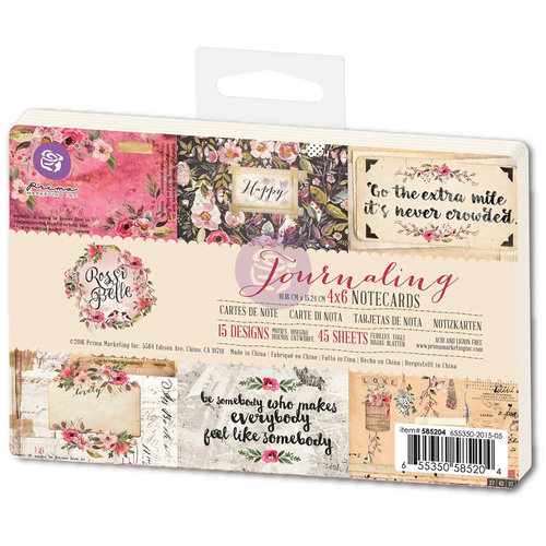 Prima - Rossibelle Collection - 4 x 6 Journaling Cards