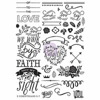 Prima - Love Faith Scrap Collection - Cling Mounted Rubber Stamps - Elements