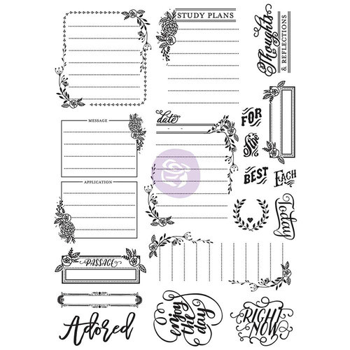 Prima - Love Faith Scrap Collection - Cling Mounted Rubber Stamps - Journaling