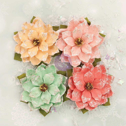 Prima - Sweet Peppermint Collection - Christmas - Flower Embellishments - First Snow Fall