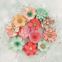 Prima - Sweet Peppermint Collection - Christmas - Flower Embellishments - Holiday Kisses
