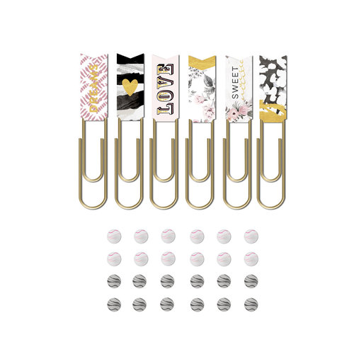 Prima - Rose Quartz Collection - Gem and Paper Clips with Foil Accents