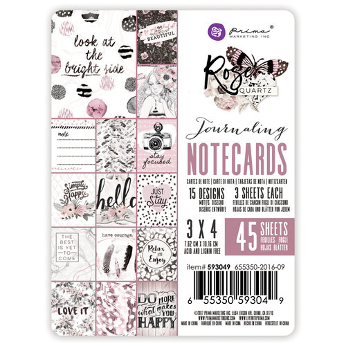 Prima - Rose Quartz Collection - 3 x 4 Journaling Cards