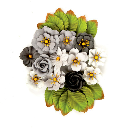 Prima - Rose Quartz Collection - Flower Embellishments - Black Marble